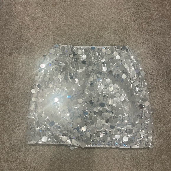 SHEIN Dresses & Skirts - SHEIN Glittering Silver Mini Skirt